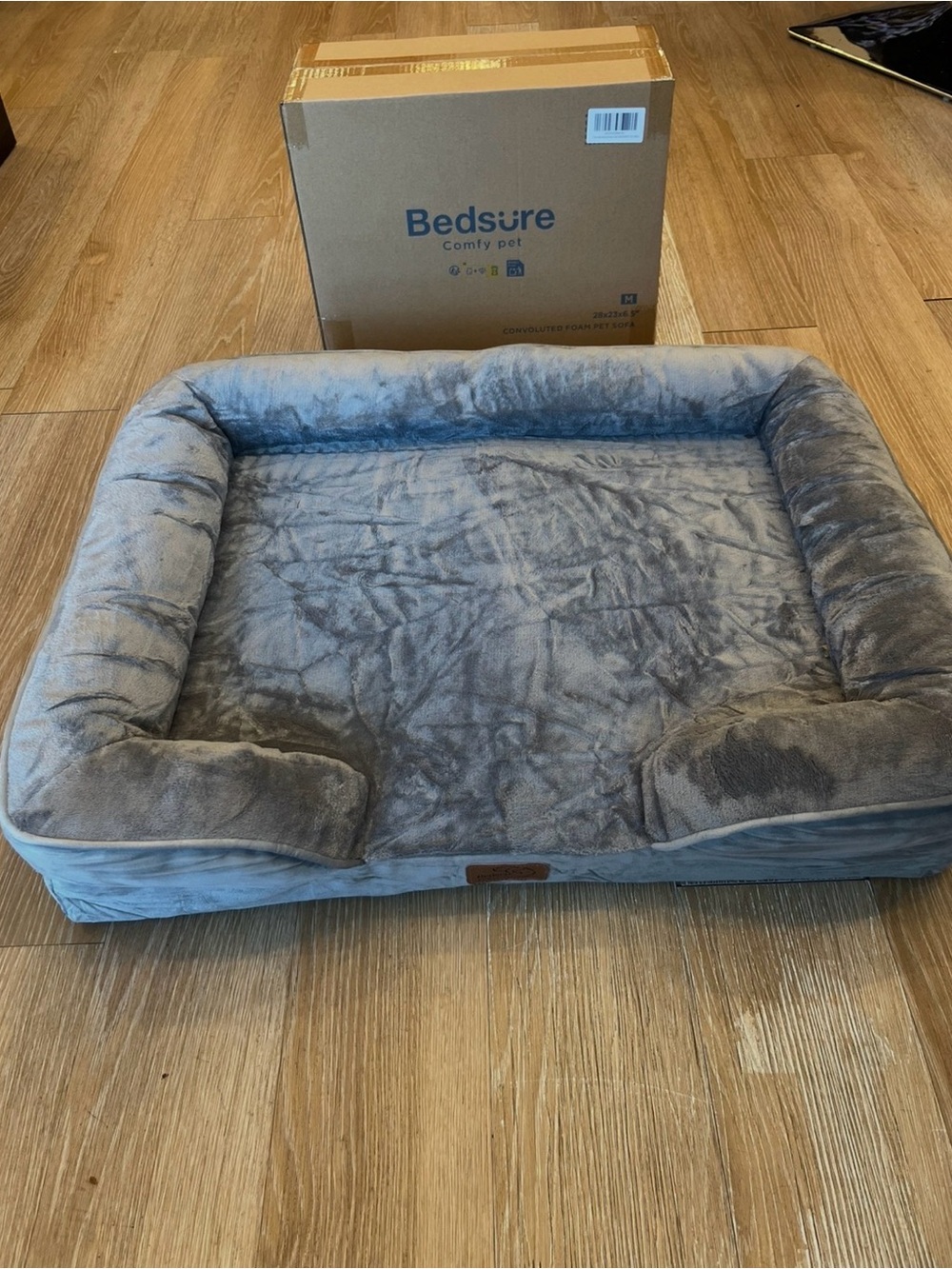 Bedsure Plush Rectangular Pet Bed in Gray